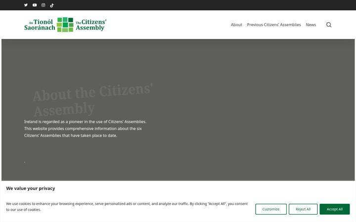 Capture d'écran de citizensassembly.ie
