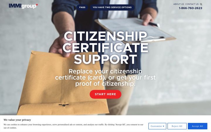 Screenshot του citizenshipcertificate.ca