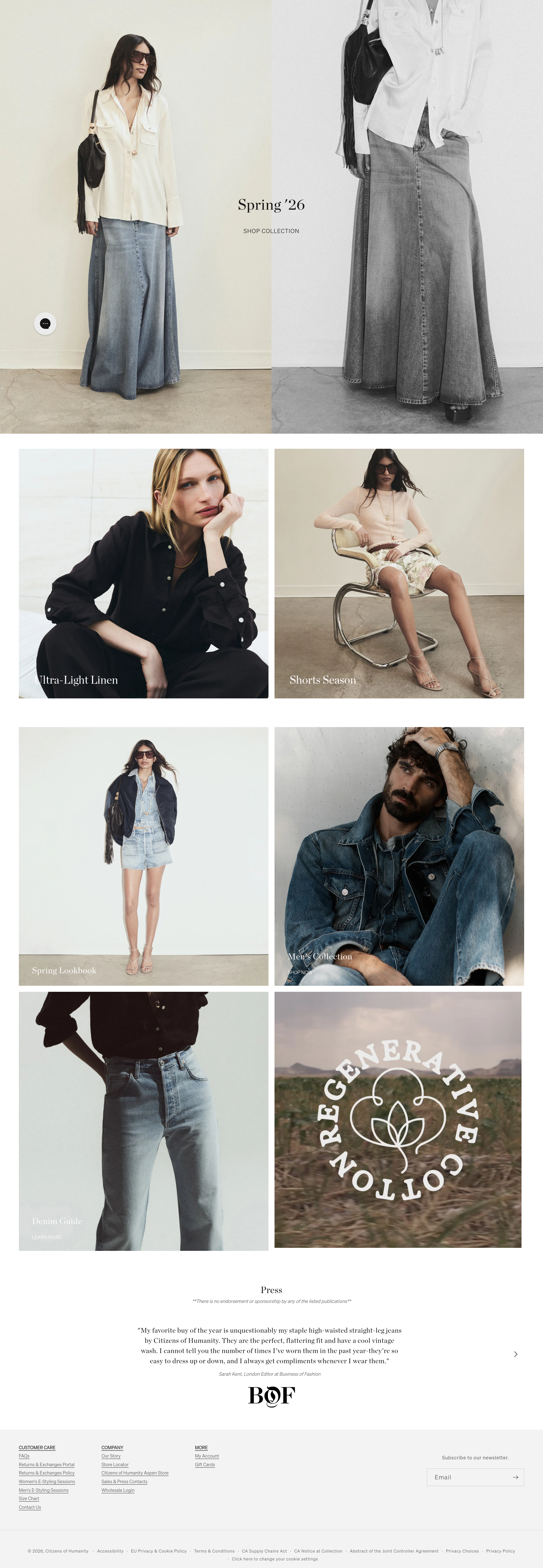 Screenshot of citizensofhumanity.com