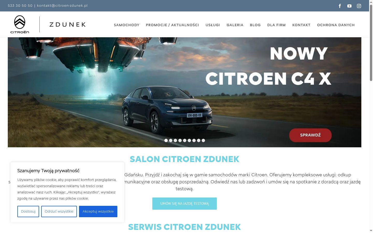 Képernyőkép a bármilyen interakció előtt megjelenő hozzájárulási bannerről