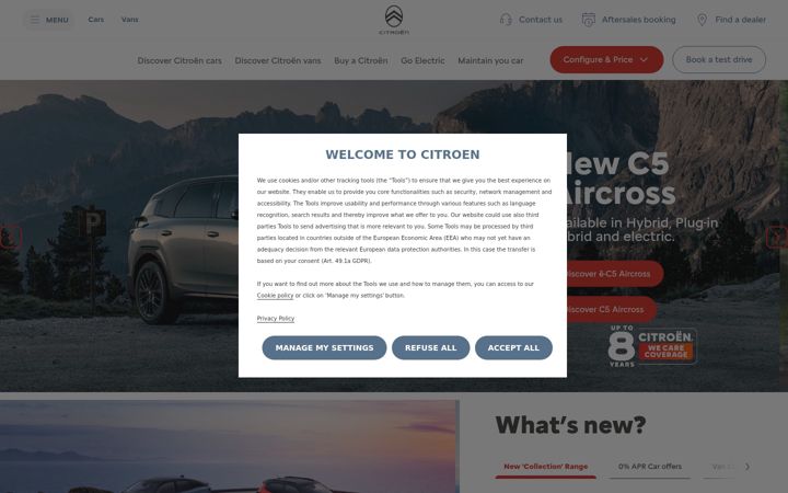 Screenshot of citroen.co.uk