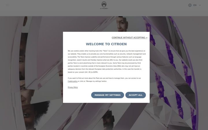 Screenshot of citroen.com
