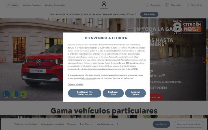 Screenshot van citroen.es