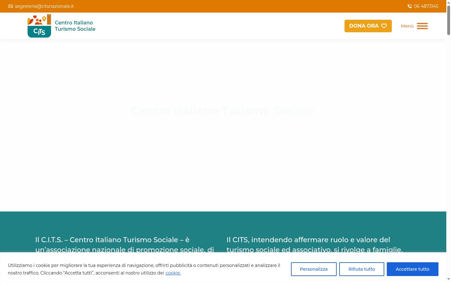 Screenshot del banner di consenso mostrato prima di qualsiasi interazione