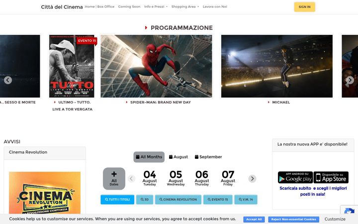 Screenshot of cittadelcinema.com