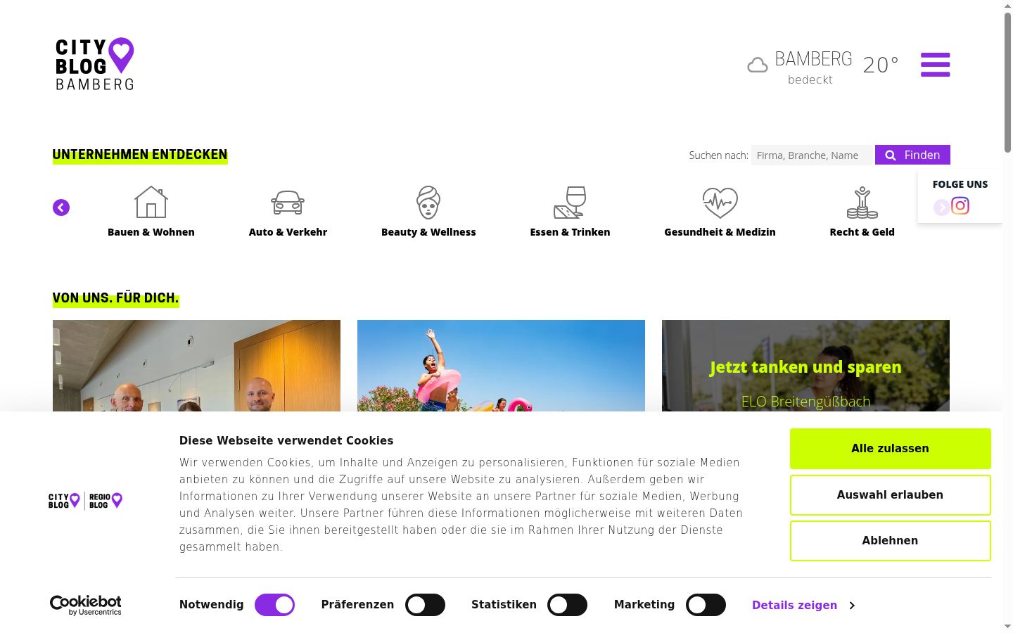 Captura de pantalla del banner de consentimiento mostrado antes de cualquier interacción