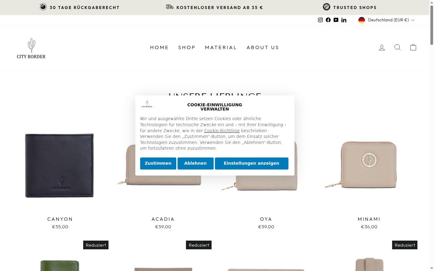 Screenshot of the consent banner shown before any interaction