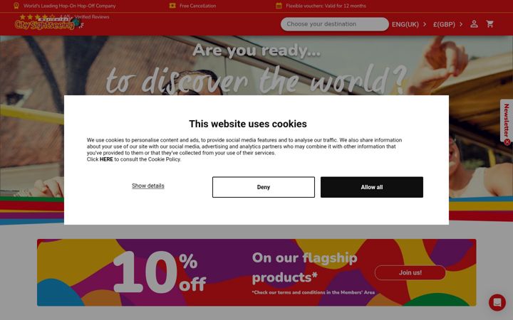 Screenshot of city-sightseeing.com