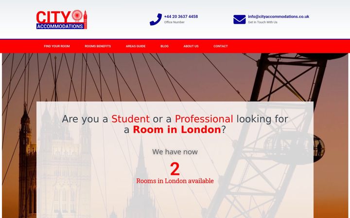 Ekrānuzņēmums no cityaccommodations.co.uk