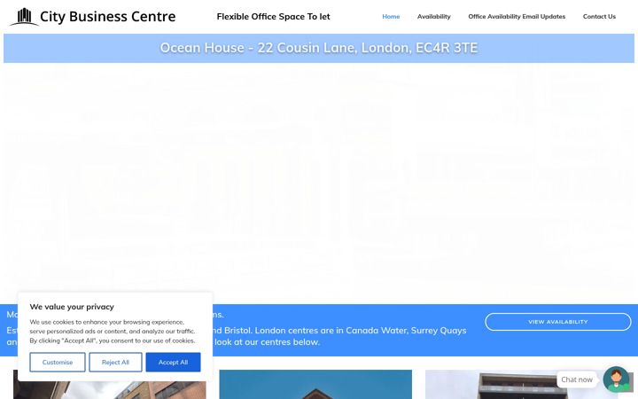 Snímek obrazovky citybusinesscentre.co.uk