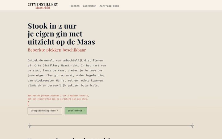Screenshot του citydistillery.nl
