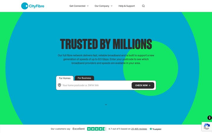 Screenshot of cityfibre.com