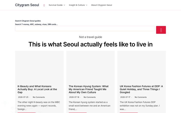 Screenshot of citygramseoul.kr