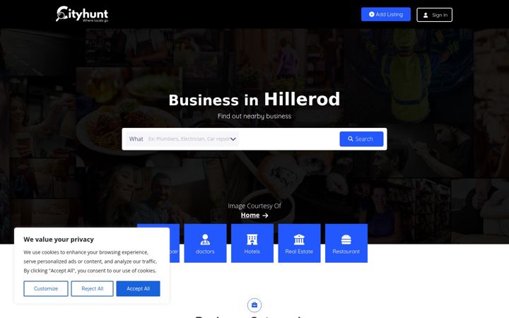 Screenshot of cityhunt.co.in