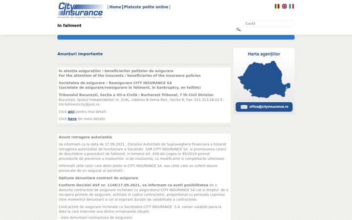Ekraanipilt saidist cityinsurance.ro