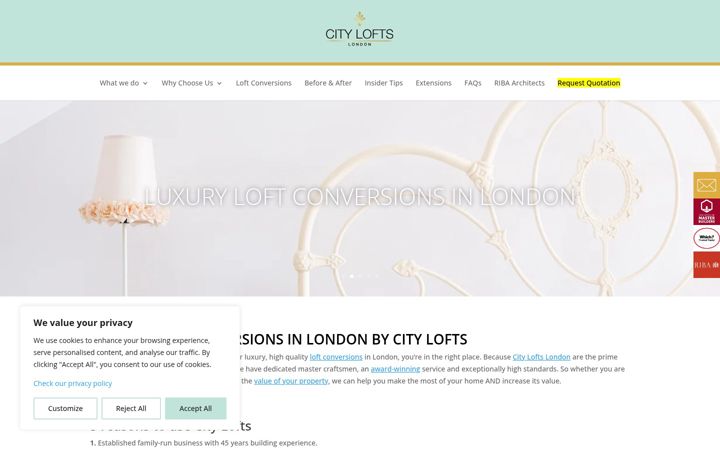 Screenshot of cityloftslondon.com