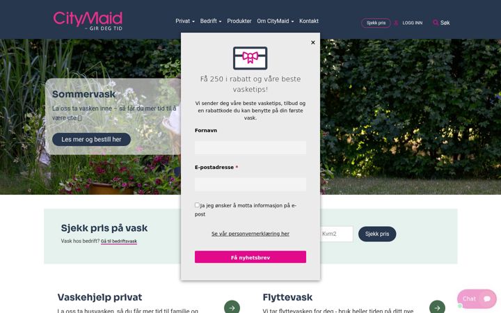 Ekrano kopija citymaid.no