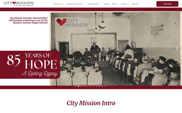 Kuvakaappaus sivustosta citymission.org