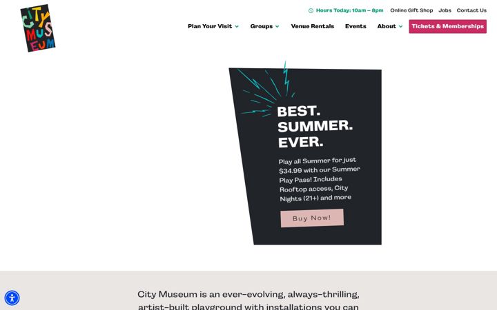 Screenshot of citymuseum.org