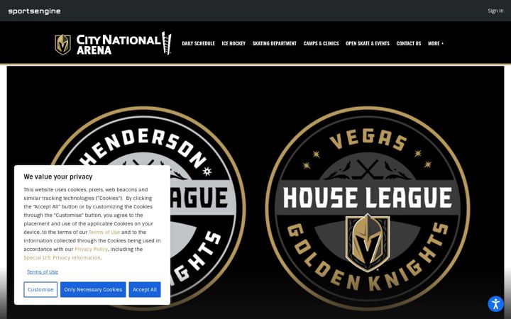 Screenshot of citynationalarena.com