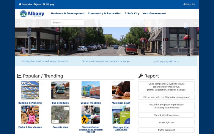 Screenshot von cityofalbany.net