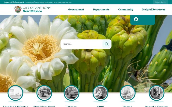 Screenshot of cityofanthonynm.com