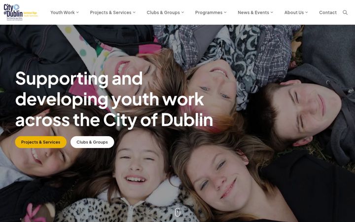 Ekraanipilt saidist cityofdublinyouthservices.ie