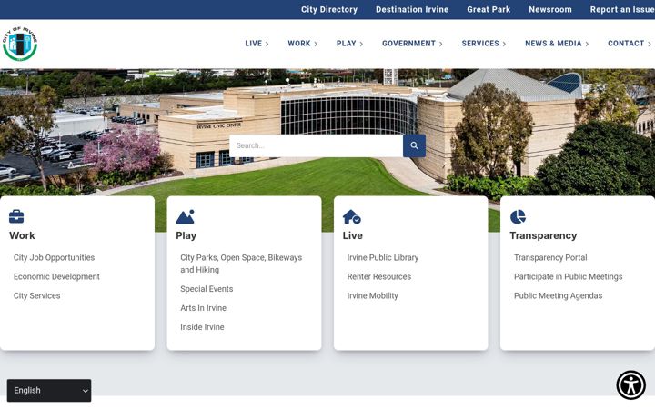 Screenshot of cityofirvine.gov