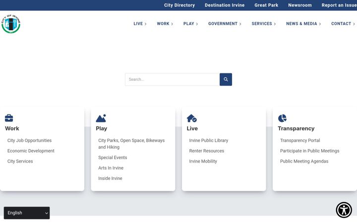 Screenshot of cityofirvine.org