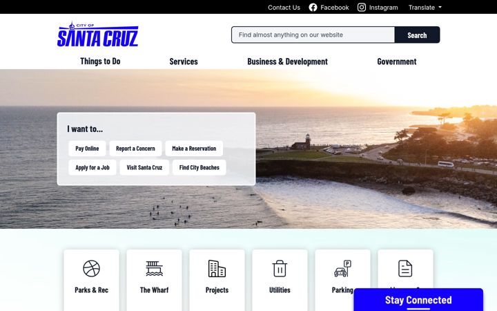Skjermbilde av cityofsantacruz.com