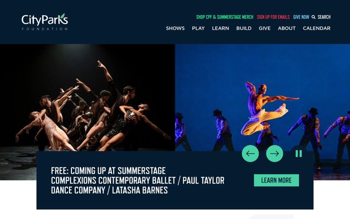Screenshot of cityparksfoundation.org