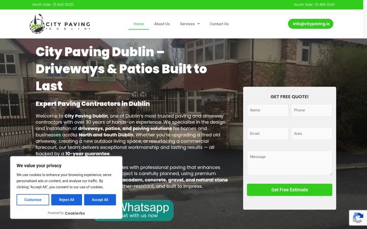 Ekraanipilt saidist citypaving.ie