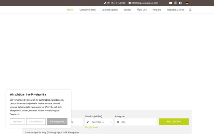 Screenshot of citypeak-campers.com