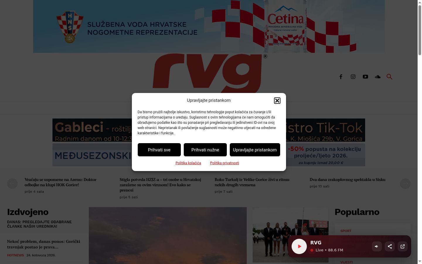Screenshot van de toestemmingsbanner zoals getoond vóór enige interactie