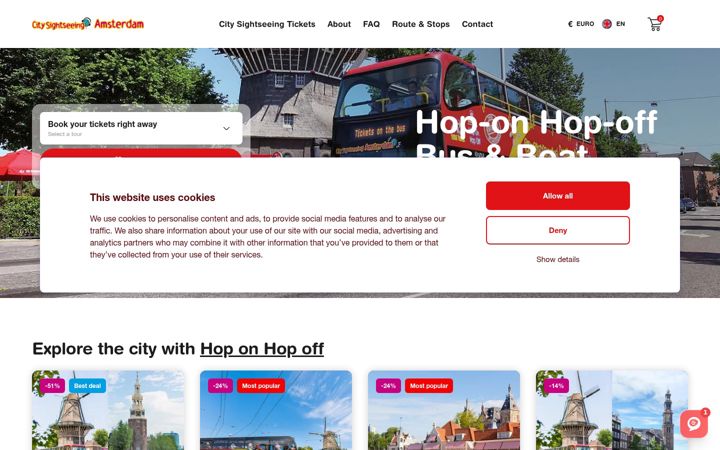 Screenshot of citysightseeingamsterdam.nl