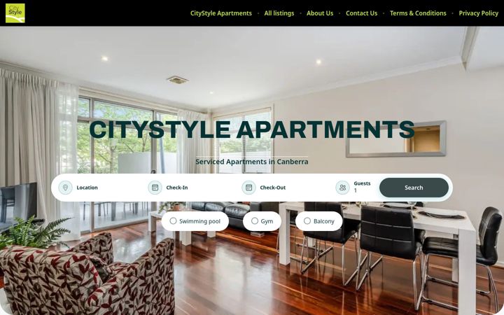 Snimka zaslona za citystyleapartments.com.au