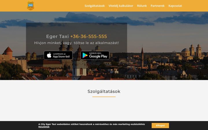 Екранна снимка на citytaxieger.hu