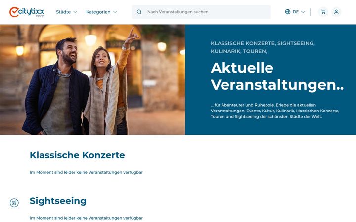 Ekraanipilt saidist citytixx.com
