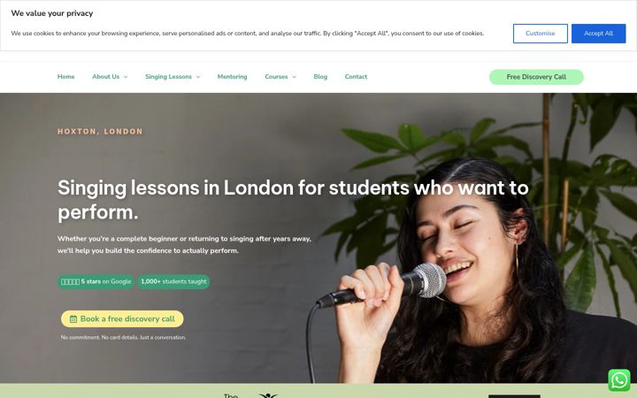Screenshot of cityvocalcoach.com