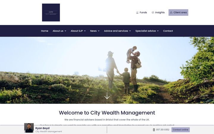 Snímek obrazovky citywealthmanagement.co.uk