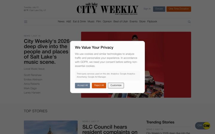 Screenshot of cityweekly.net