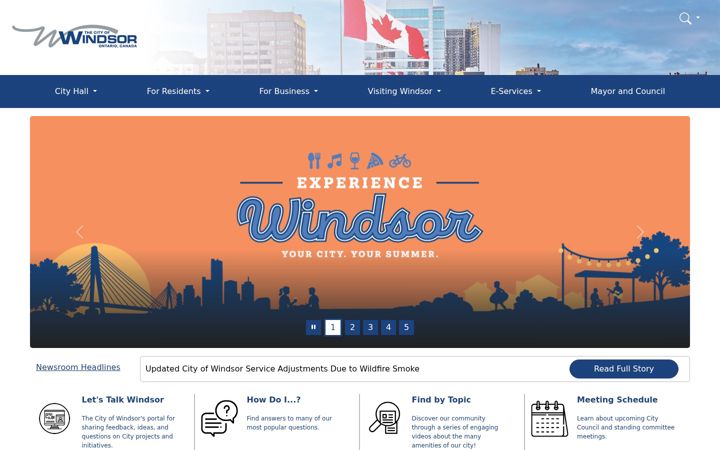 Screenshot of citywindsor.ca