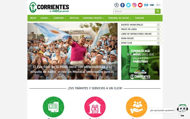 Screenshot of ciudaddecorrientes.gov.ar