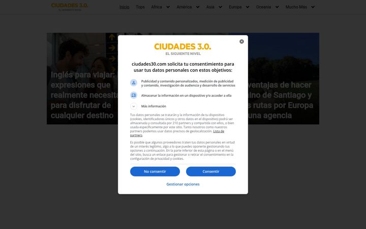 Screenshot of ciudades30.com