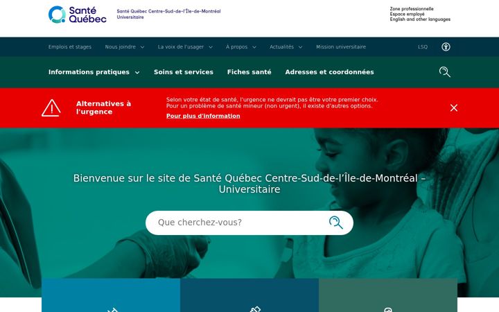 Captura de pantalla de ciusss-centresudmtl.gouv.qc.ca