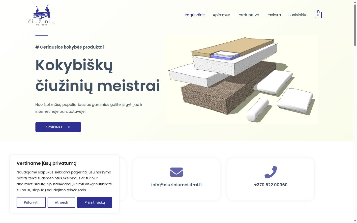 Sutikimo reklamjuostės, rodytos prieš bet kokią sąveiką, ekrano kopija