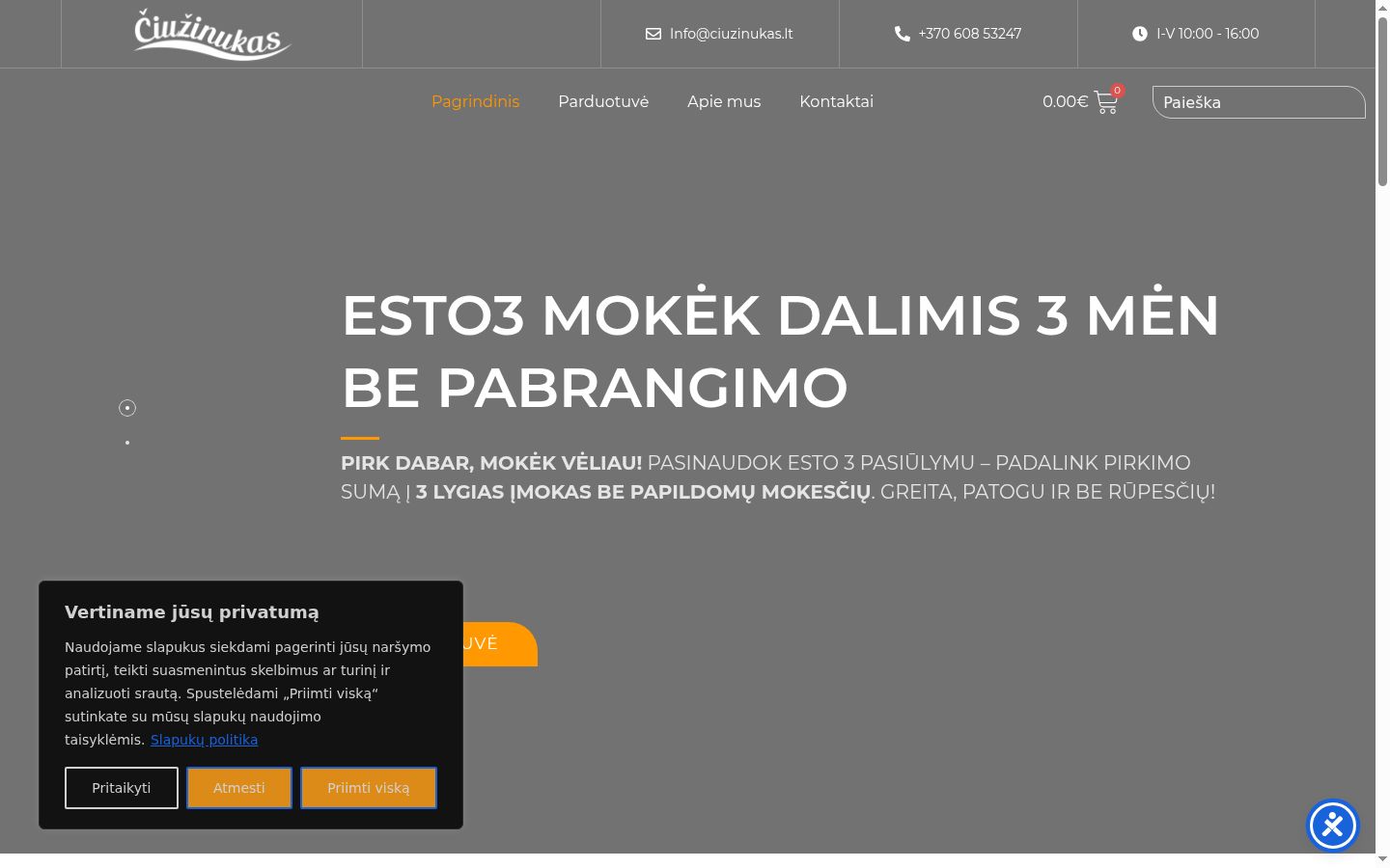 Snímka obrazovky banera súhlasu zobrazeného pred akoukoľvek interakciou