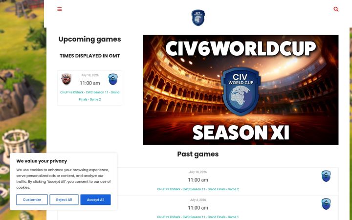 Screenshot of civ6worldcup.com