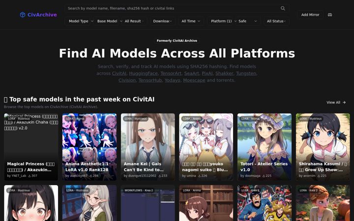 Screenshot of civarchive.com