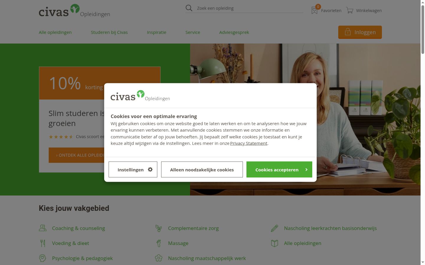 Captura de ecrã do banner de consentimento apresentado antes de qualquer interação